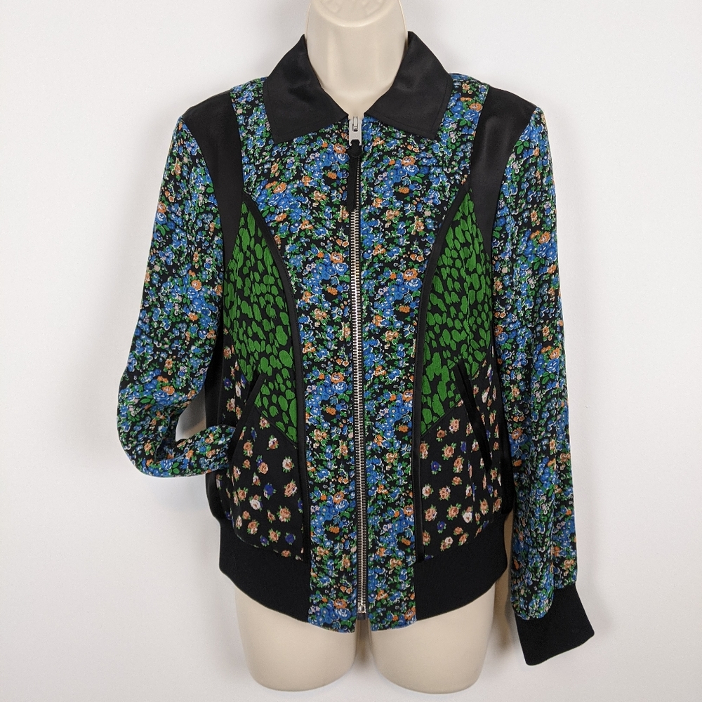 Coach Framed Varsity Floral 100% Silk Jacket XS flowers